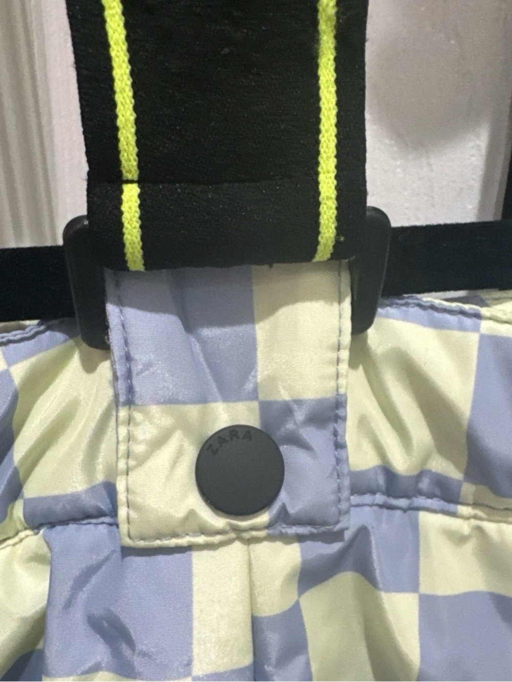 Zara Kids Checkered Snow Ski Pants Purple Yellow Insulated Bib 13-14 164cm - Picture 12 of 13